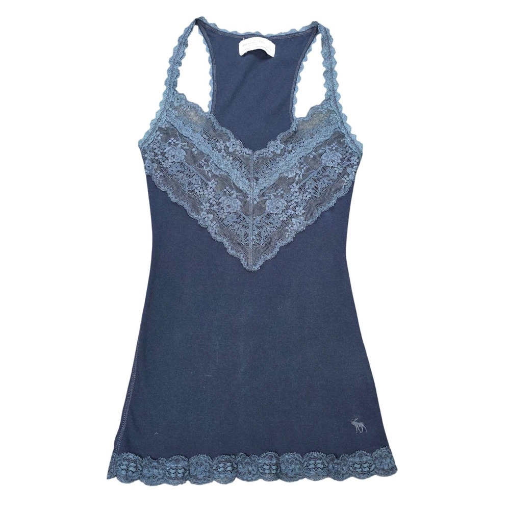 Abercrombie & Fitch Navy Blue Lace Trim Tank Top